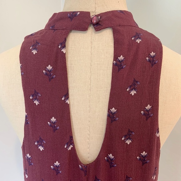 Miami High Neck Burgundy Floral Shift Dress - Picture 4 of 5